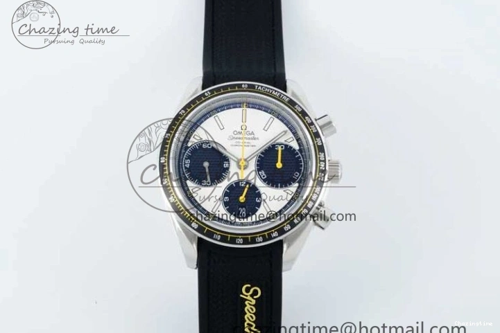 0516 Speedmaster Racing Master SS HKF Best Edition White Black Dial on Black Rubber Strap A Effortless 7813